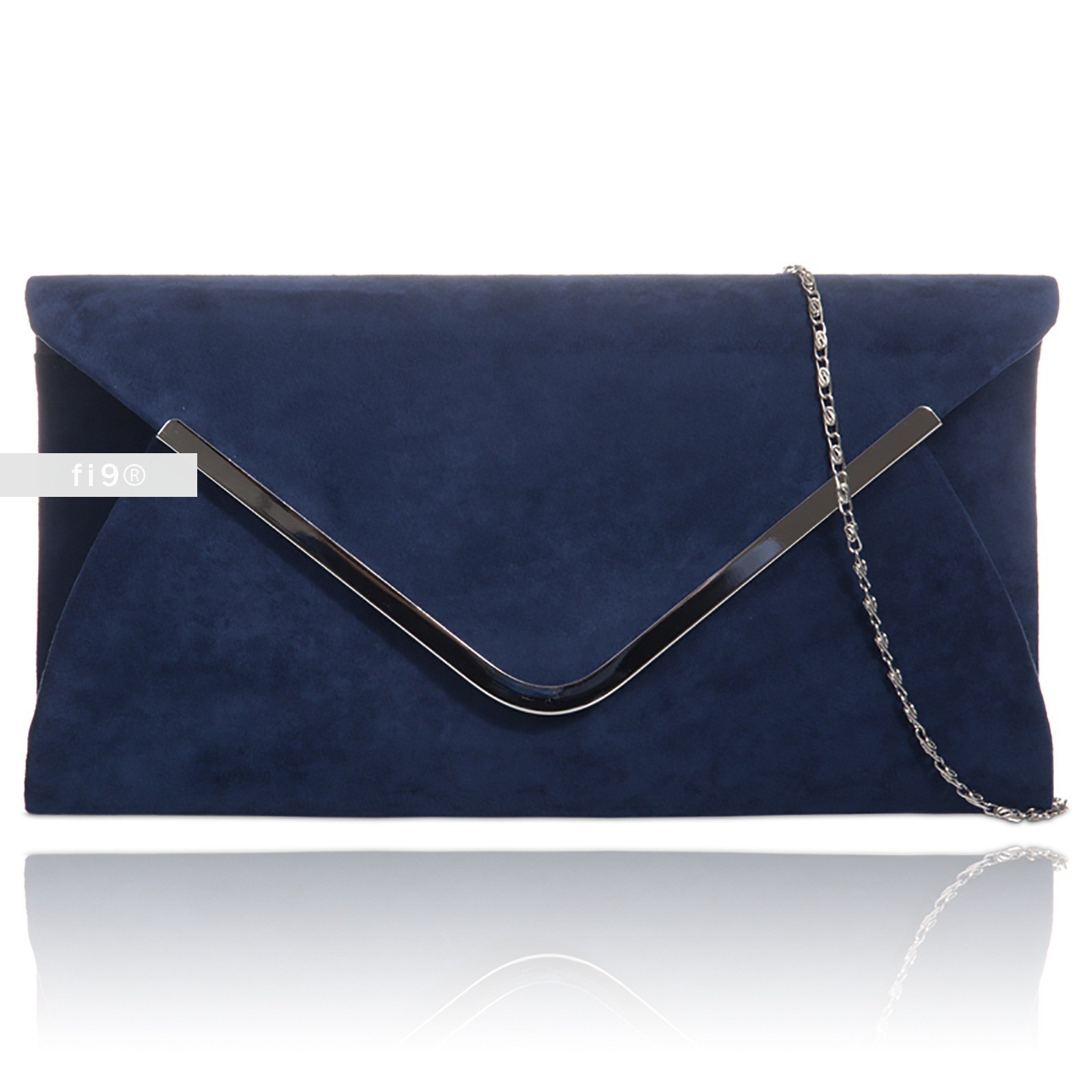 Stylish Navy Plain Suede Wedding Las Party Evening Clutch Hand Picture 1 Of 3