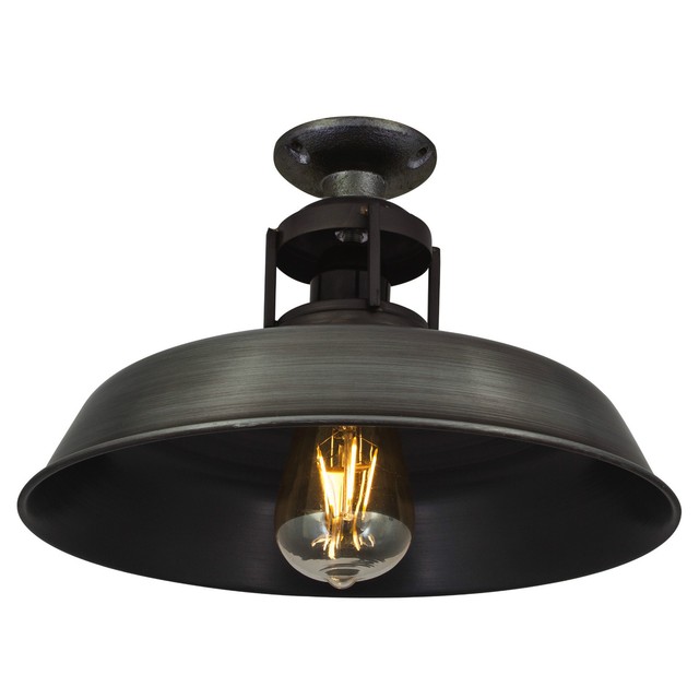 Vintage Industrial Style Barn Slotted Flush Mount Ceiling Light Vintage Industrial Barn Slotted Flush Mount Ceiling Light Pewter