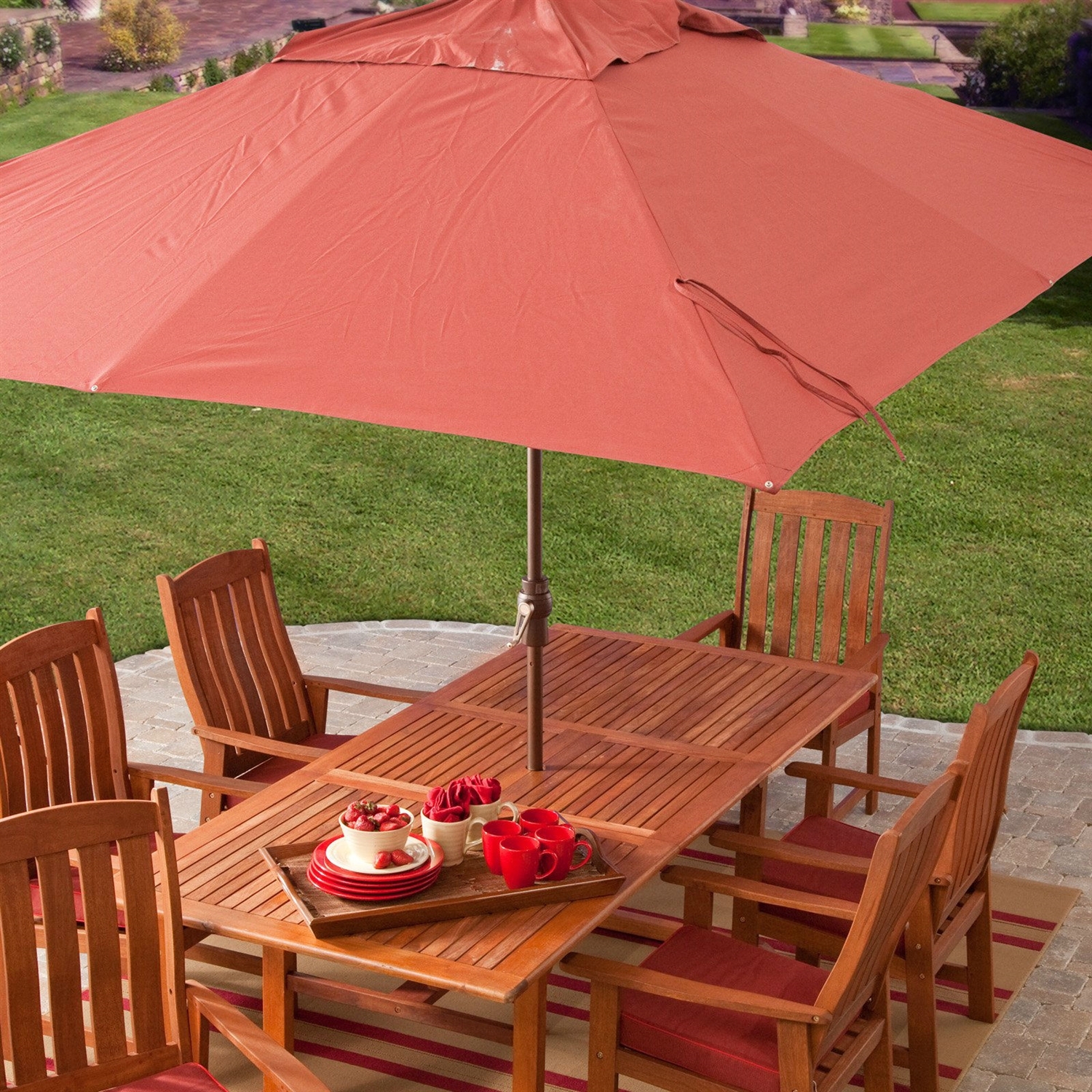 8 X 11 Ft Rectangle Patio Umbrella With Red Orange Terracotta Canopy Picture 1 Of
