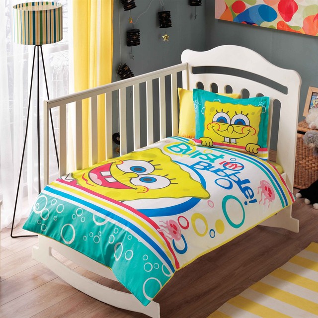 100 Organic Cotton Sponge Bob Soft And Healthy Baby Crib Bed Duvet 100 Organic Cotton Sponge Bob Soft And Healthy Baby Crib Bed Duvet Cover Set 4p