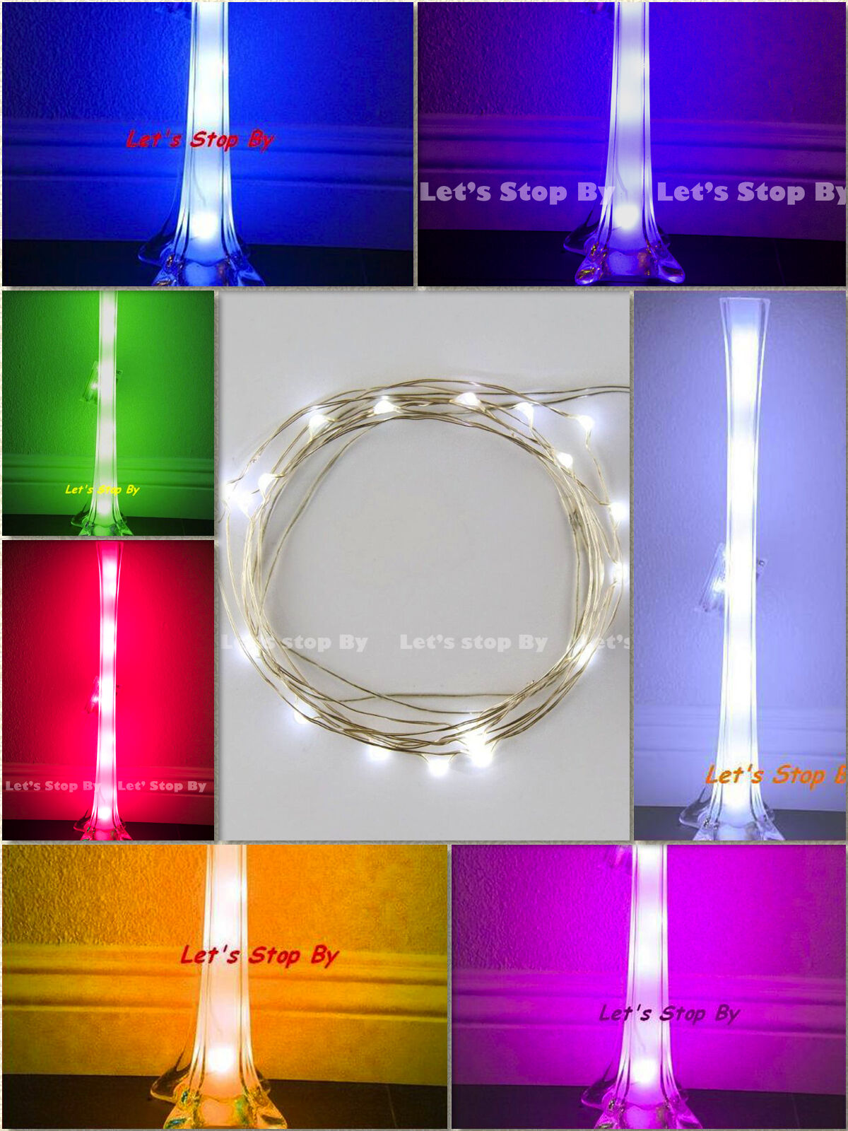 10pc Led 10 Pink Wire Light For Wedding Waterproof Eiffel Tower Vase Brand New T