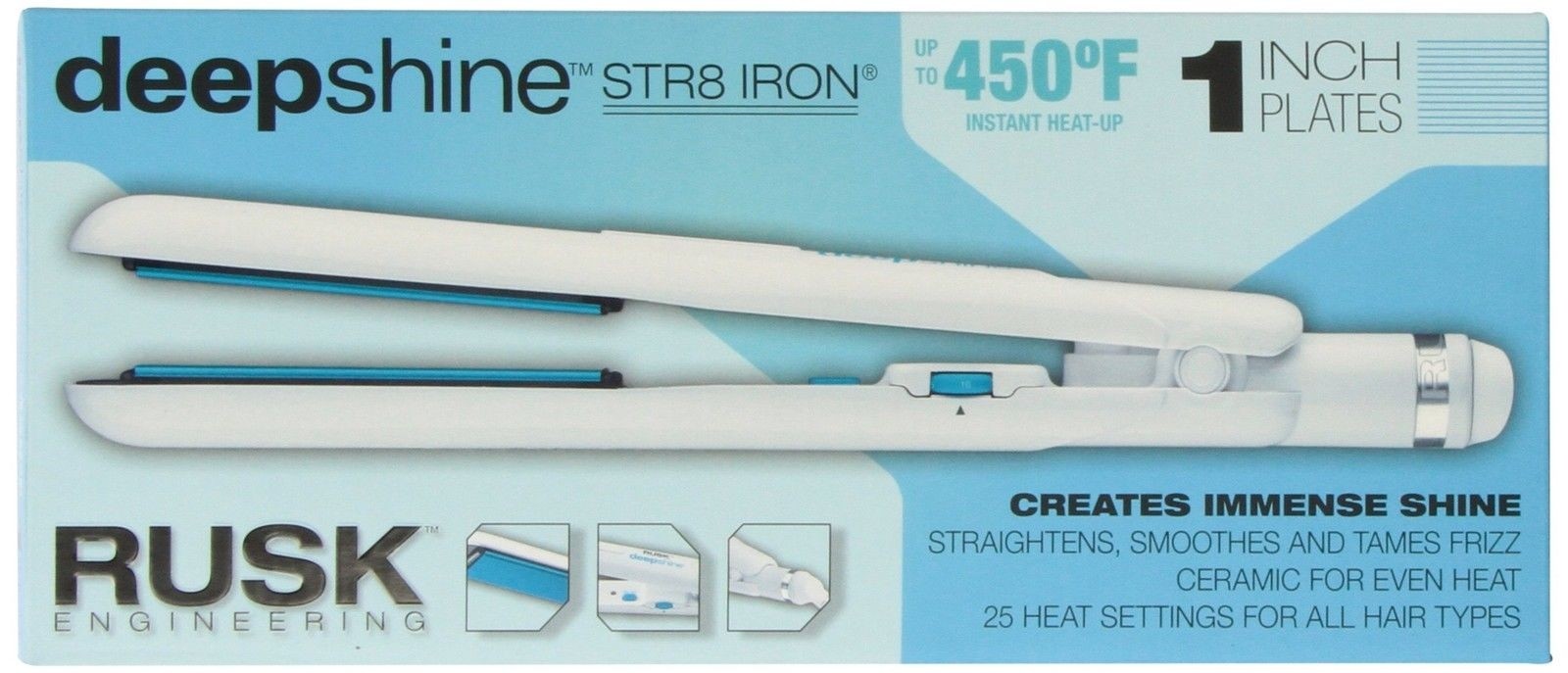 Rusk Rsk810 Deepshine Professional Str8 Ceramic Flat Iron 1 Inch Picture 1 Of 2