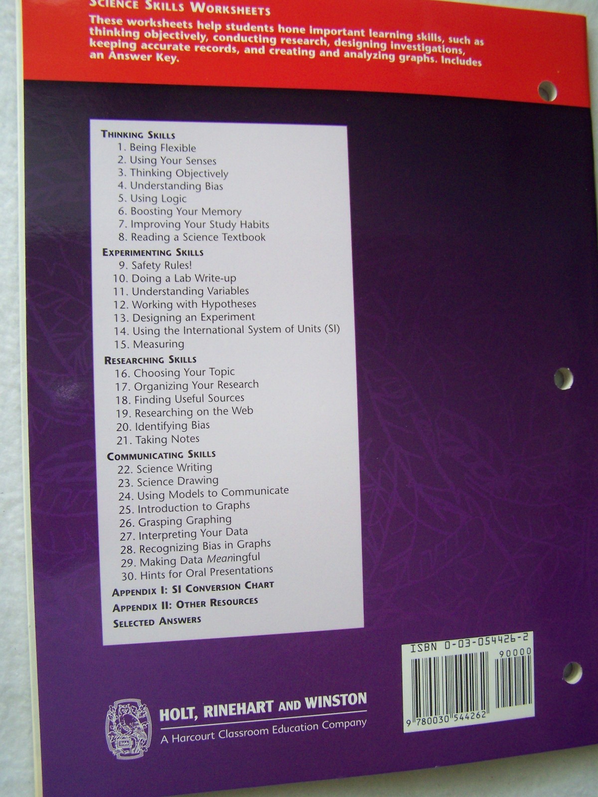 worksheet Science Skills Worksheets holt science and technology skills worksheets by rinehart 2