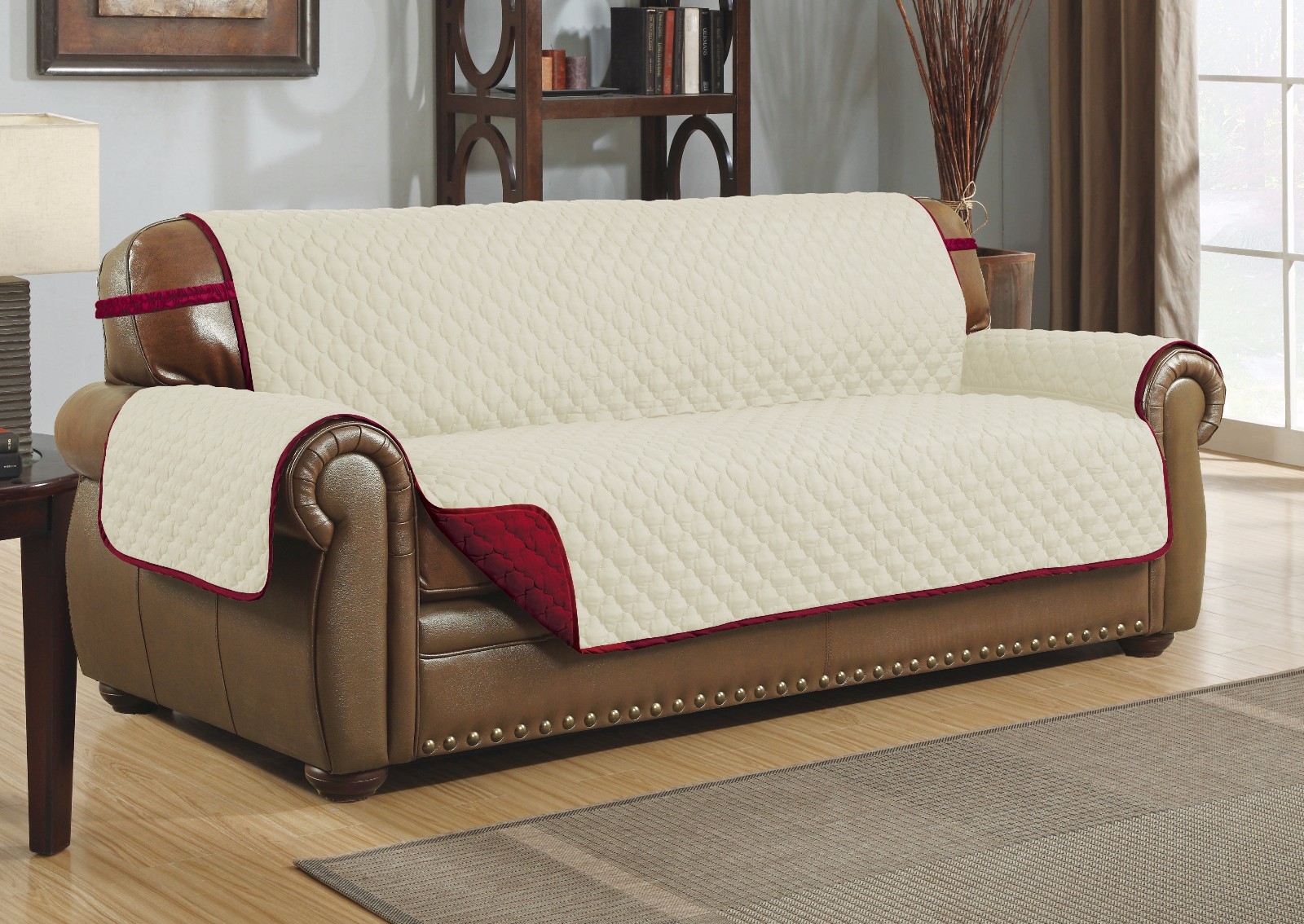 Reversible Microfiber Pet Dog Cat Couch Furniture Protector With Reversible Microfiber Pet Dog Cat Couch Furniture Protector With Strap 4 Colors Loveseat Burgundy Beige Ebay