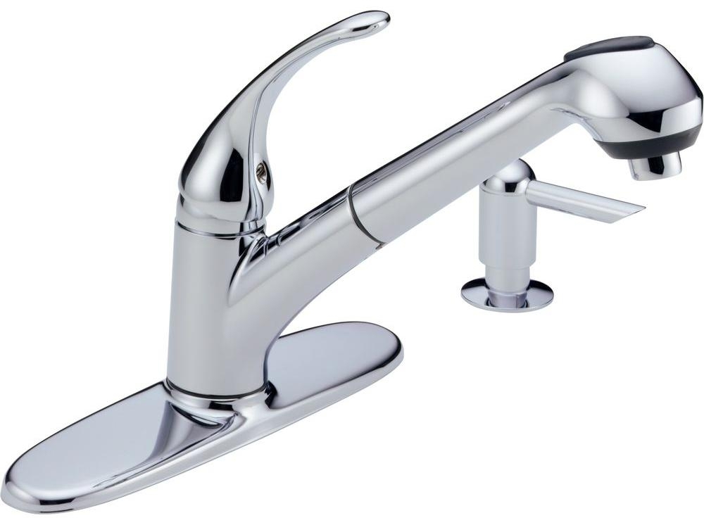 Delta Foundations B4310lf Core B Single Handle Pull Out Kitchen Single Handle Pull Out Kitchen Faucet With Soap Dispenser Be The First To Write A Review About This Product Picture 1 Of