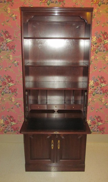 Ethan Allen Georgian Court Secretary Locking Bookcase Desk Wall Unit ... Ethan Allen Georgian Court Secretary Locking Bookcase Desk Wall Unit ...