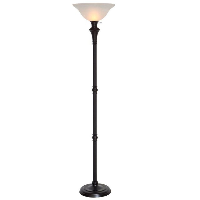 Hampton Bay 72 75 In Bronze Floor Lamp With White Alabaster Shade Bronze Floor Lamp With White Alabaster Shade 16081