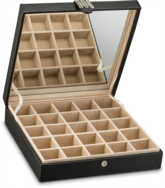 Earring Jewelry Bo Organizer Clic 25 Section Case Holder For Glenor Co Jewelry Box Clic 25 Small Compartment Organizer Mirror Large Black