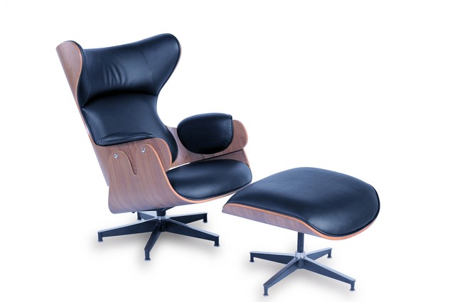 mid century modern wingback plywood walnut wood vintage lounge chair