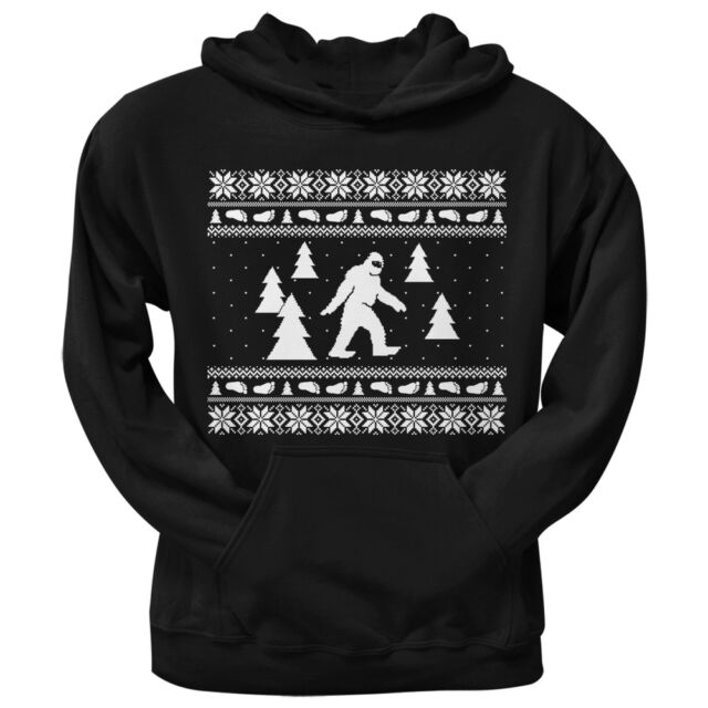 sasquatch ugly christmas sweater black adult pullover hoodie hooded sasquatch christmas sweater