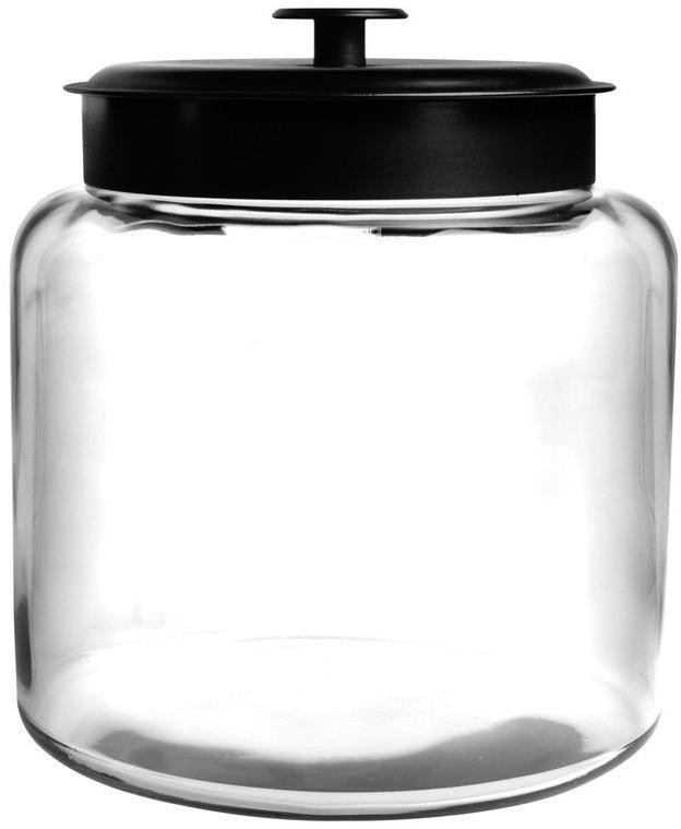 Anchor Hocking Montana Glass Jar With Airtight Lid Black Metal 1 5 Picture 1 Of