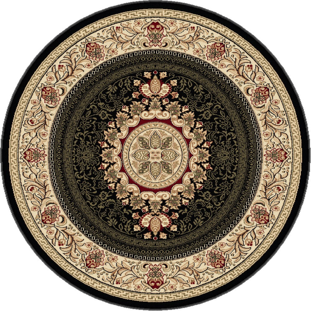Tayse Rugs Sensation 4673 Black 5 Ft 3 In Round Traditional Area Picture 1 Of