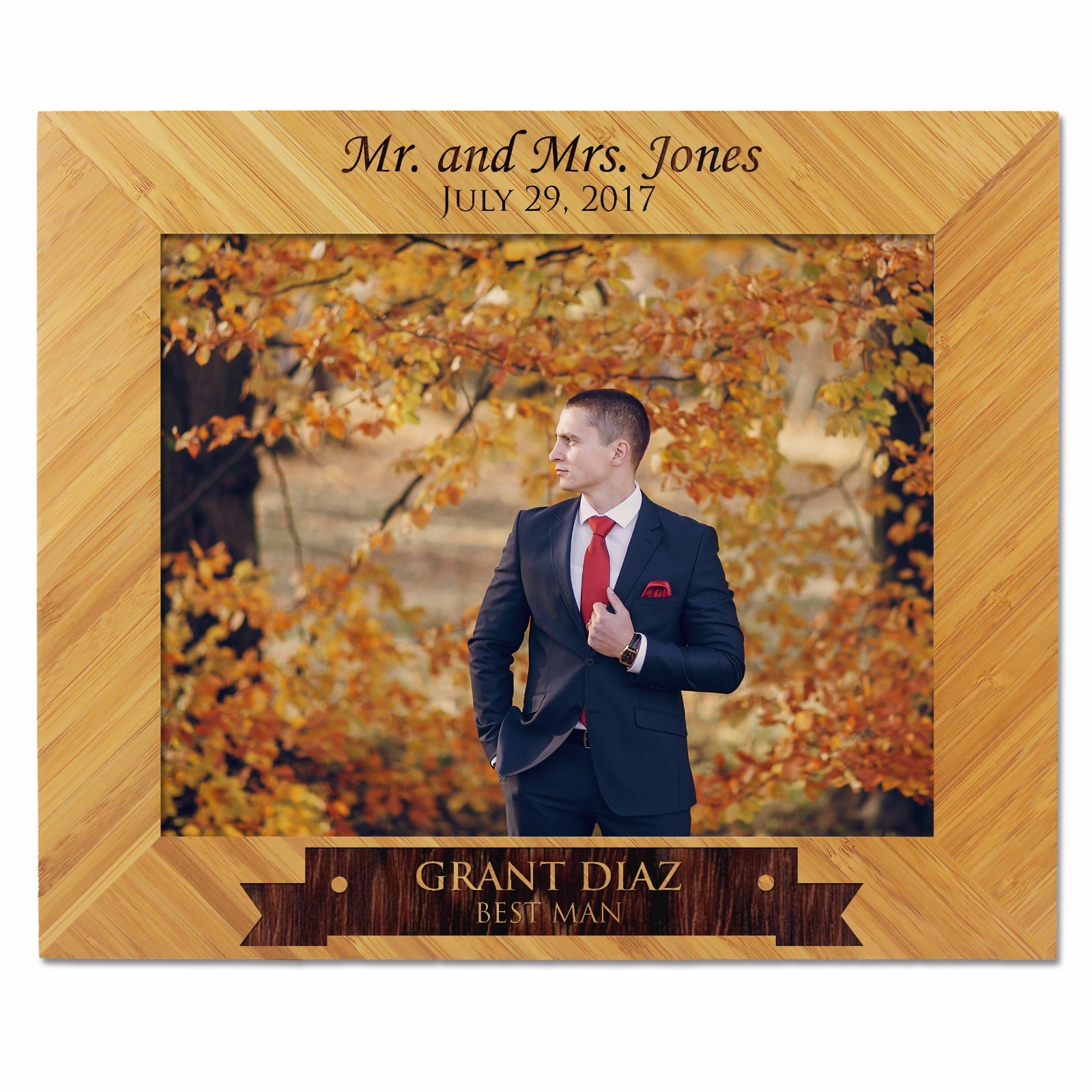 Custom Engraved 8 X 10 Wood Picture Frame For Groomsman Best Man Picture 1 Of 5