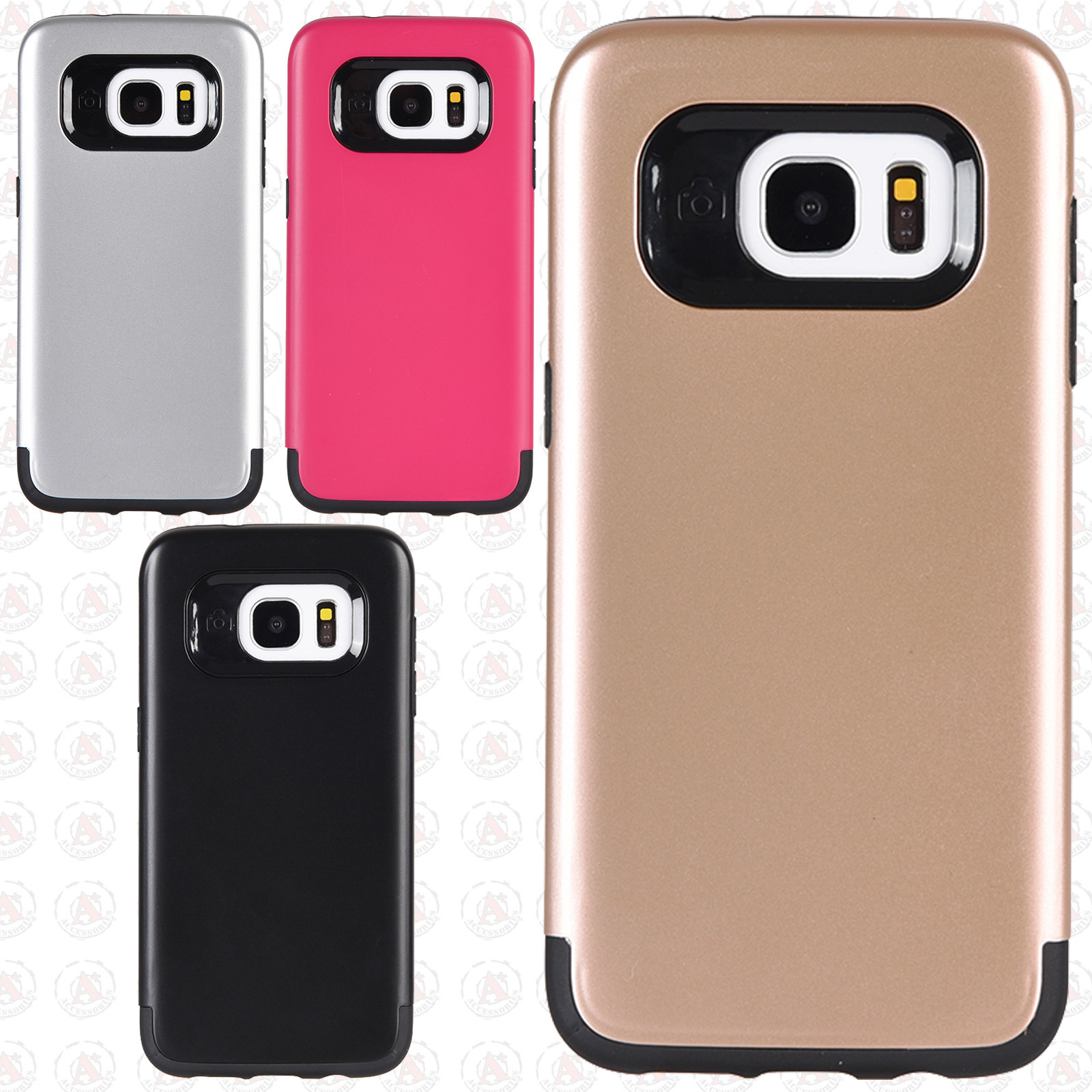 for Samsung Galaxy S7 Edge Gold Hybrid Black TPU Crash Guard Dual Picture 1 of 1
