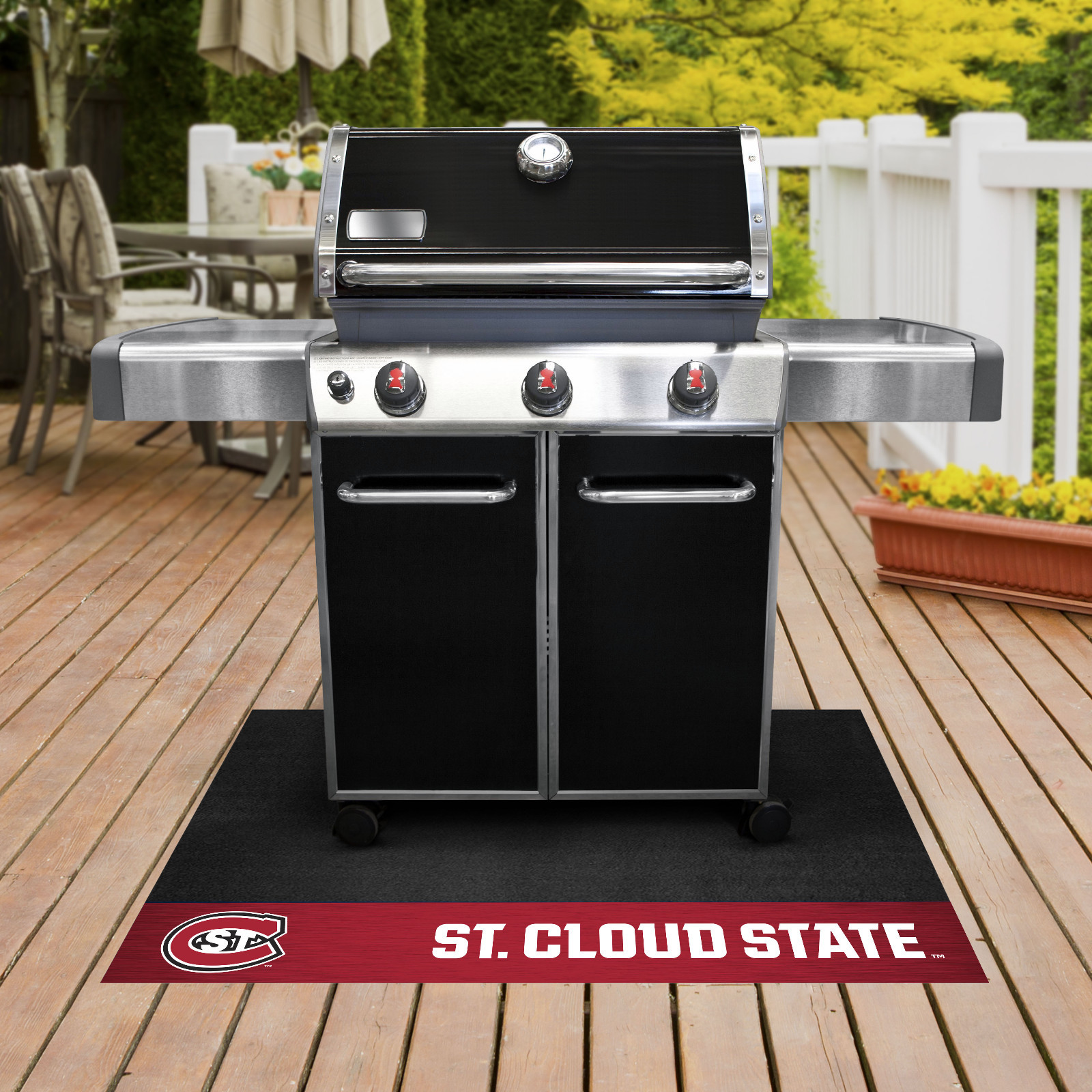 St Cloud State Vinyl Rubber Grill Mat Sports Patio Deck Tailgate Picture 1 Of