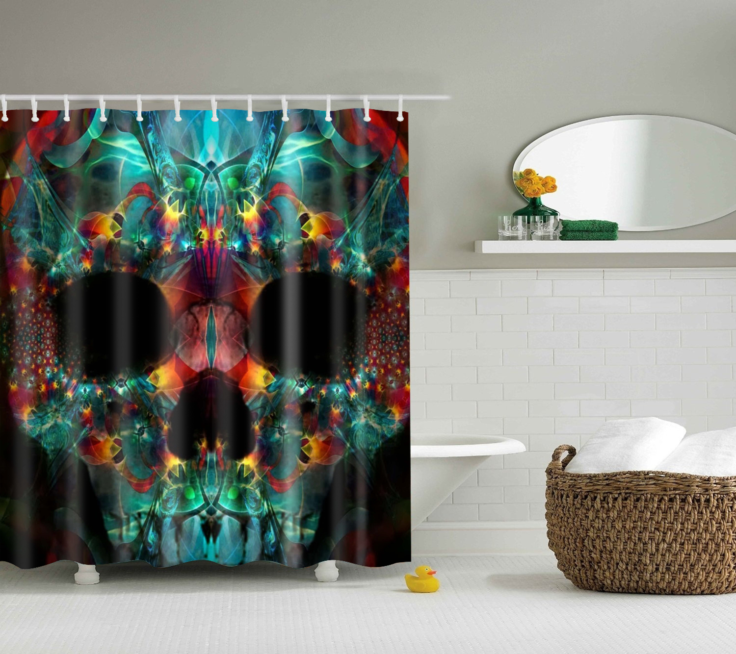 Polyester Bathroom Cool Abstract Skull Waterproof Shower Curtain Polyester Bathroom Cool Abstract Skull Waterproof Shower Curtain 60x72 Inch
