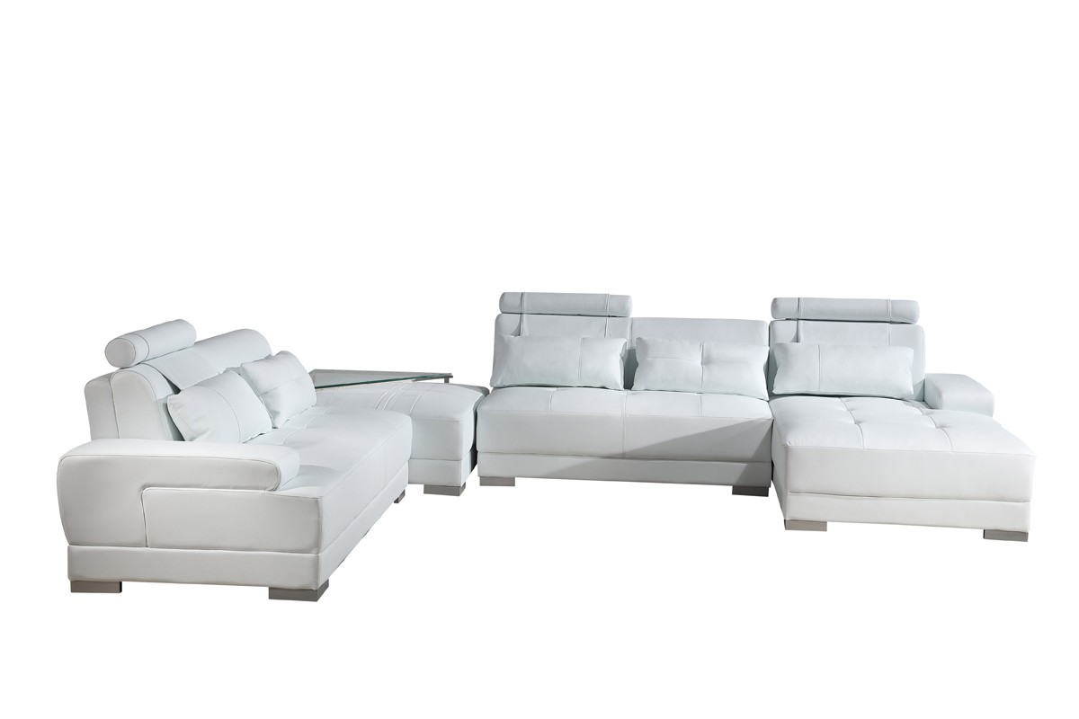 Vig Furniture 5005 White Bonded Leather Sectional Sofa Ottoman Picture 1 Of 5