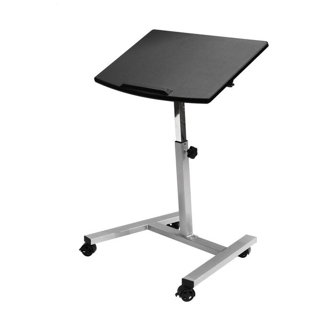 Seville Classics Tilting Mobile Laptop Desk Cart Black Laptop Desk Height Adjule Rolling Notebook Sofa Bed Table Stand Black