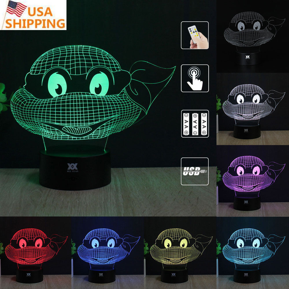 Teenage Mutant Ninja Turtles 3d Led Night Light 7 Color Table Desk Picture 1 Of 11