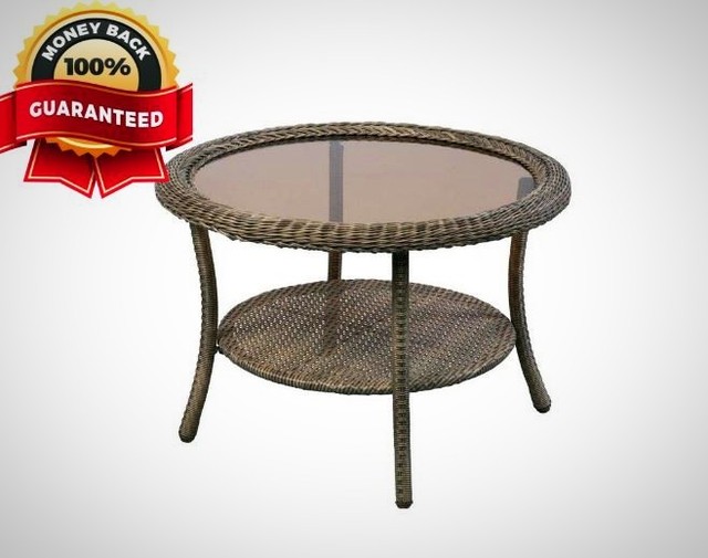 Hampton Bay Spring Haven Grey Round Wicker Outdoor Patio Coffee Hampton Bay Spring Haven Grey Round Wicker Outdoor Patio Coffee Table Furniture