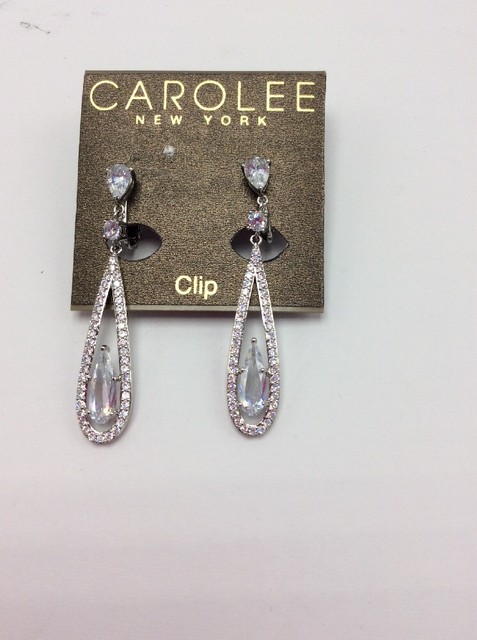 Carolee Silvertone Diana Teardrop Crystal Drop Clip Earrings Carolee Earrings Silver Tone Gl Bead Linear Drop Clip On 421