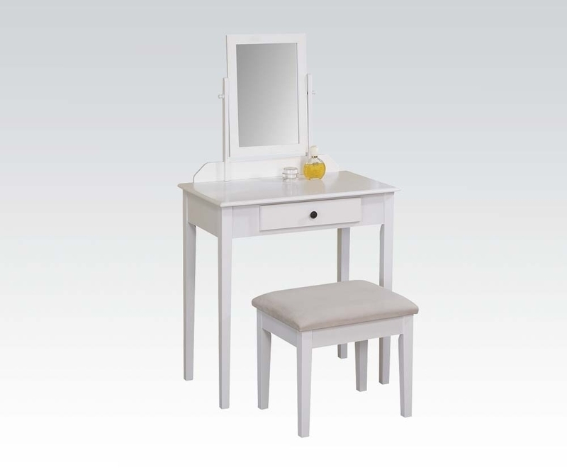 Acme 90043 Jamy White Vanity Set With Mirror Stool Picture 1 Of