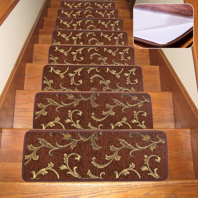 Soloom Non Slip Stair Treads Carpet Set Of 13 Blended Jacquard Soloom Non Slip Stair Treads Carpet Indoor Set Of 13 Blended Jacquard Skid