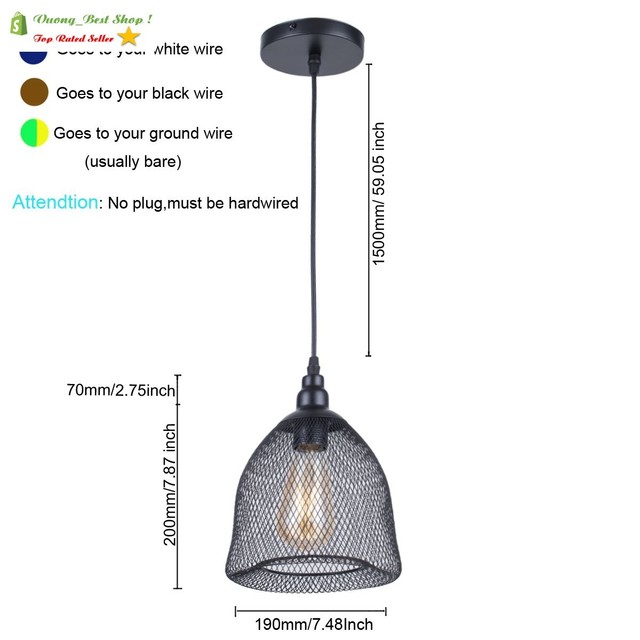 Warehouse Vintage Retro Black Wire Metal Cage Bar Cafe Pendant Light Warehouse Vintage Retro Black Wire Metal Cage Bar Cafe Pendant Light Edison Loft