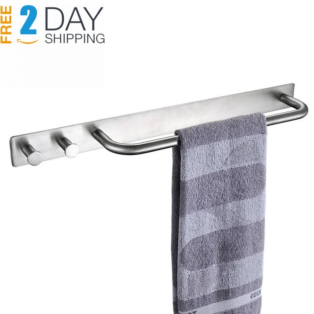 Velimax Sus 304 Stainless Steel 3m Self Adhesive Towel Bar With Velimax Sus 304 Stainless Steel 3m Self Adhesive Towel Bar With Double Hook