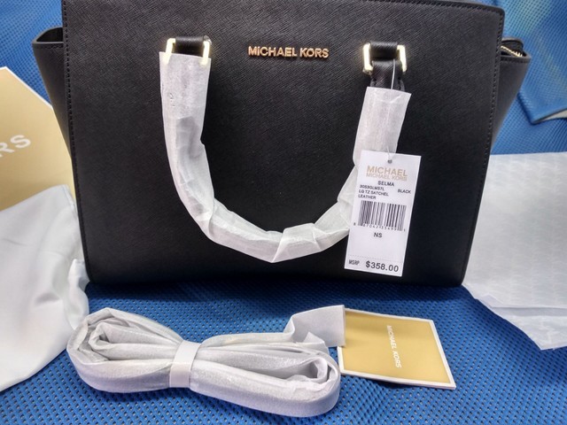 Michael Kors Selma Black Saffiano Leather Satchel Ebay Genuine Women S Michael Kors Selma Satchel Saffiano Leather Handbag Black