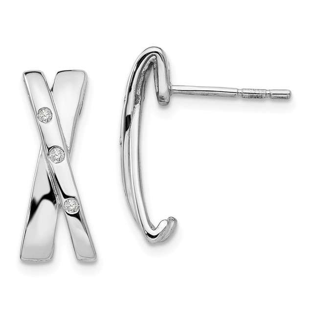 White Ice Sterling Silver Diamond Crossover Earrings Qw169t Ebay Ss White Ice 06ct Diamond Crossover Earrings
