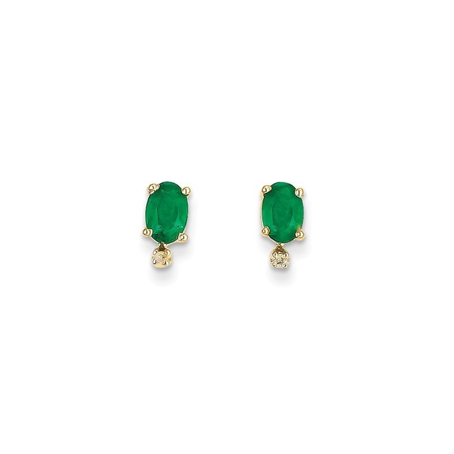 14k Gold Diamond And Emerald Earrings Ebay 14k Diamond Emerald Birthstone Earrings