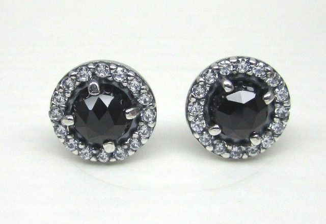 Pandora Silver Glamorous Legacy Black Spinel Stud Earrings 290548spb Authentic Pandora 290548spb Glamorous Legacy Black Stud Earrings
