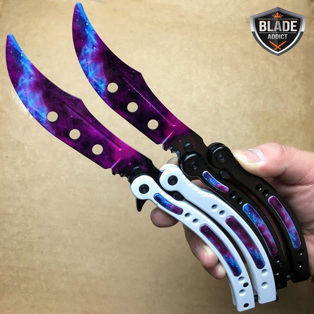 2pc CSGO Galaxy Practice Knife Balisong Butterfly Tactical Combat