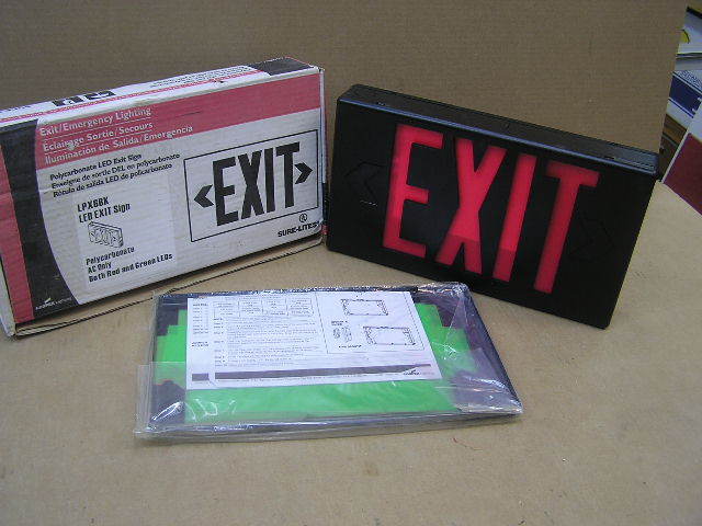 Sure Lites Exit Sign Lpx6bk Red Green Cooper Lighting Black Sure Lites Exit Sign Lpx6bk Red Green Cooper Lighting Black Housing Ebay