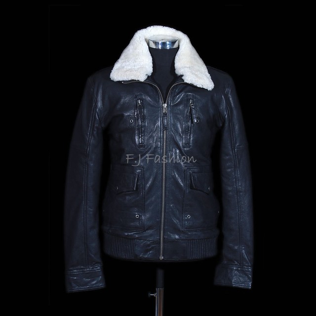Brayden Black Men S Classic Er Fur Collar Winter Real Leather Brayden Black Men S Classic Er Fur Collar Winter Real Leather Flying Jacket