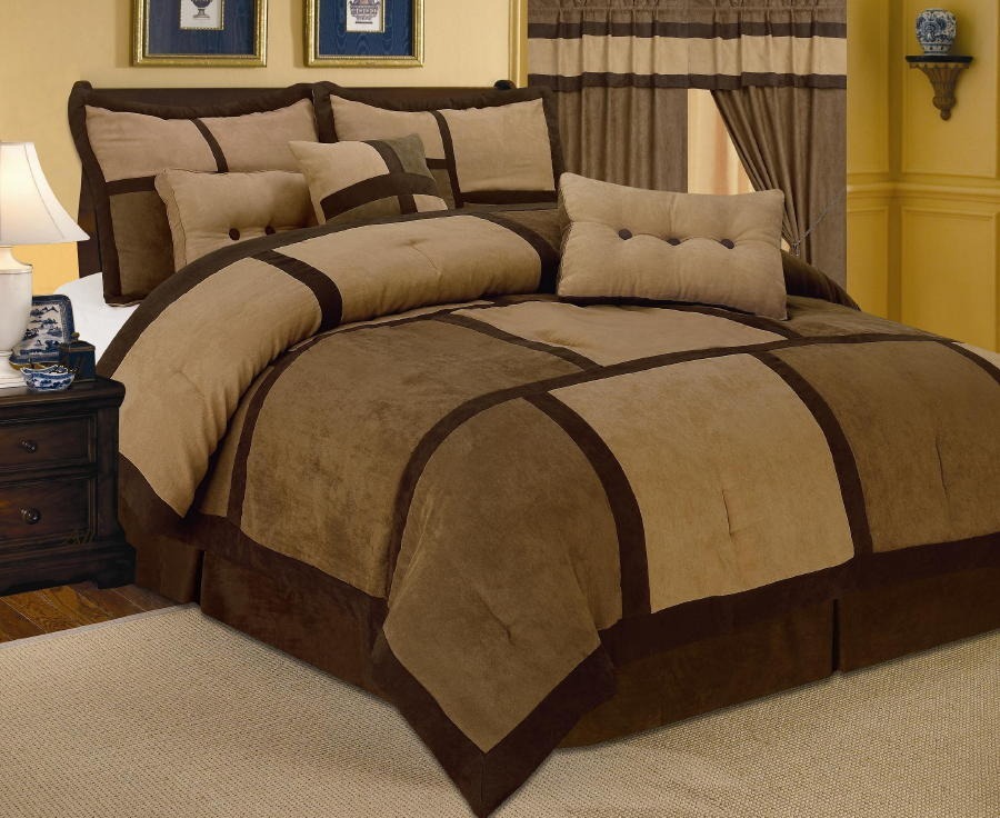 California King Comforters Bedding Sets For Ebay Comforter Curtain Sheet Set Patchwork Brown Micro Suede King Size At Linen Plus