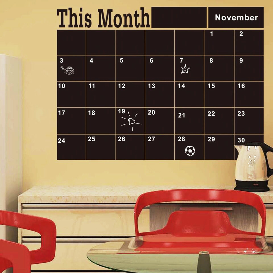 Diy Monthly Calendar Chalkboard Blackboard Removable Wall Sticker Picture 1 Of 4