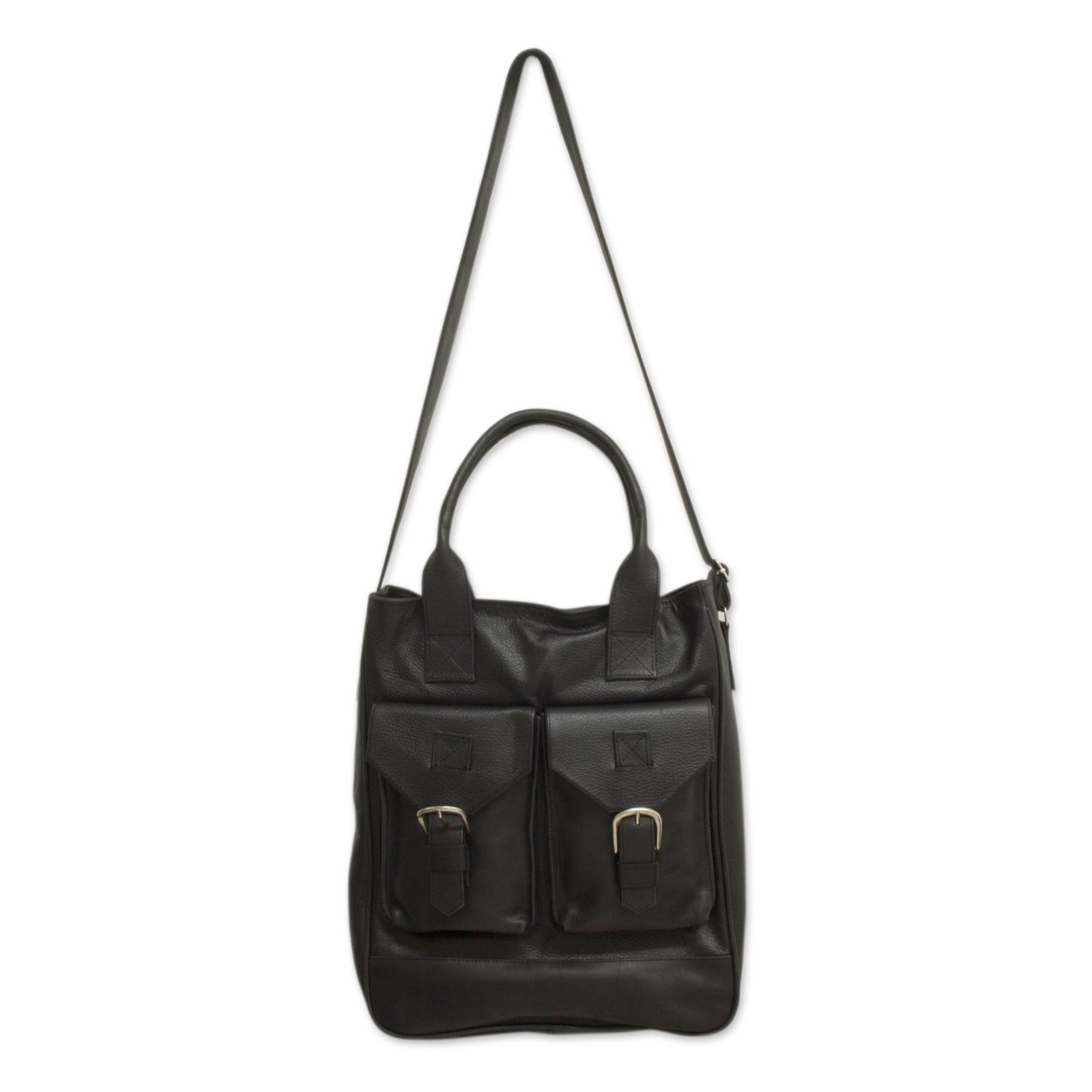 Black Leather Hobo Handbag Handcrafted Globetrotter Novica Mexico Picture 1 Of 5