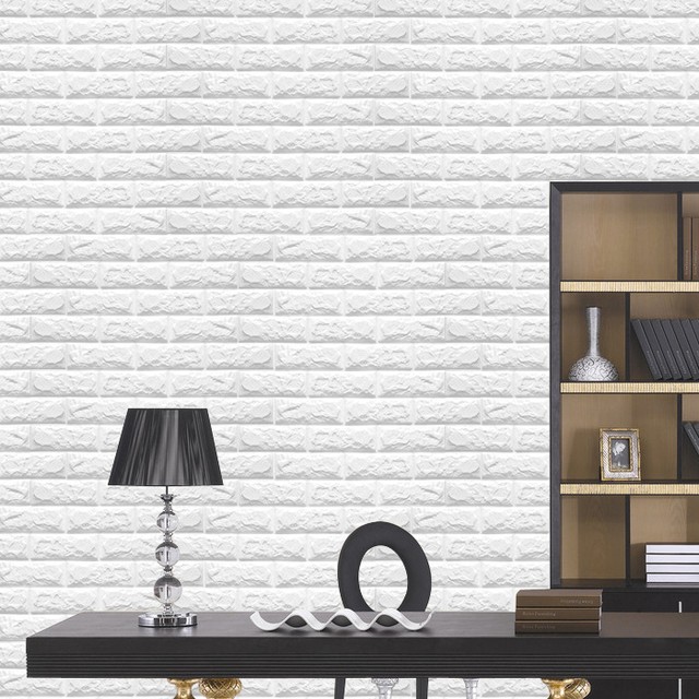 Modern White 3d Brick Home Decor Panels 10mm Thick Soft Foam Modern White 3d Brick Home Decor Panels 10mm Thick Soft Foam Wallpaper 60x60cm