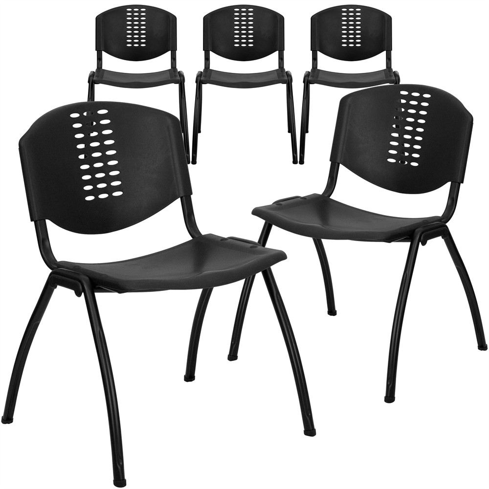Flash Furniture 5 Pk Hercules Series 880 Lb Capacity Black Plastic Picture 1 Of