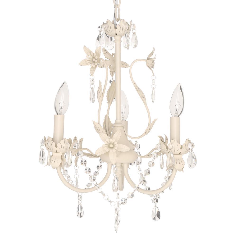 Hampton Bay Kristin 3 Light Antique White Hanging Mini Chandelier Hampton Bay Kristin 3 Light Antique White Hanging Mini Chandelier J27