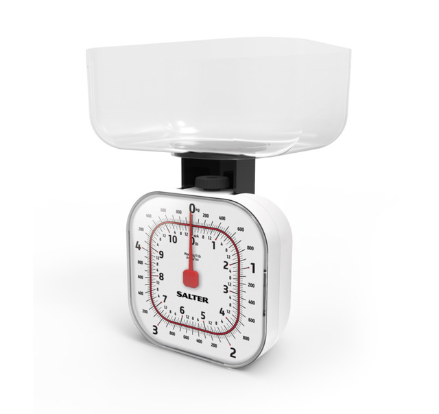 Salter Mechanical Kitchen Scales 5kg With 1 3l Dishwasher Safe Salter Mechanical Kitchen Scale White