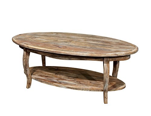 Alaterre Rustic Reclaimed Oval Coffee Table Driftwood Arsa1625
