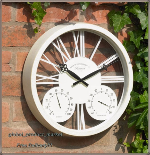 Vintage Wall Clock Large Garden Metal Decorative Indoor Outdoor Vintage Wall Clock Large Garden Metal Decorative Indoor Outdoor Round Timer 38cm
