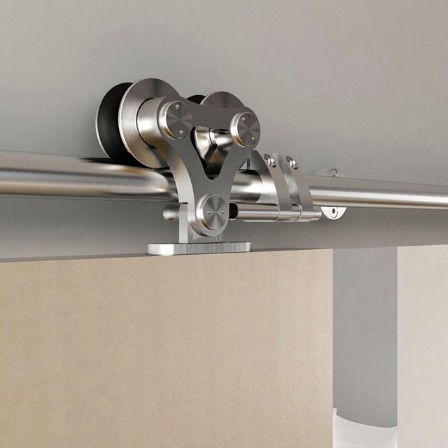 Diyhd 6 6ft Stainless Steel Double Head Roller Sliding Barn Door Top Mounted Stainless Steel Double Head Roller Sliding Barn Door Hardware