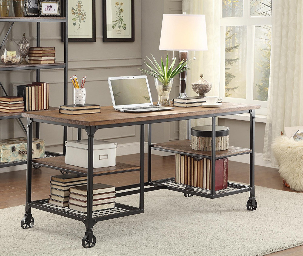 Homelegance Millwood 60x28 Writing Desk In Distressed Ash 1