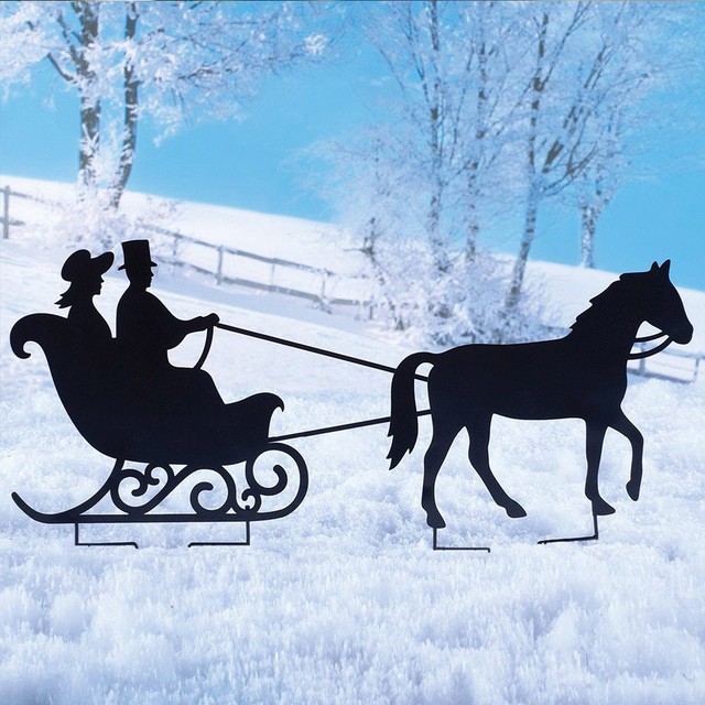 Christmas Garden Stakes Xmas Outdoor Metal Sleigh Ride Winter Yard ... Christmas Garden Stakes Xmas Outdoor Metal Sleigh Ride Winter Yard ...
