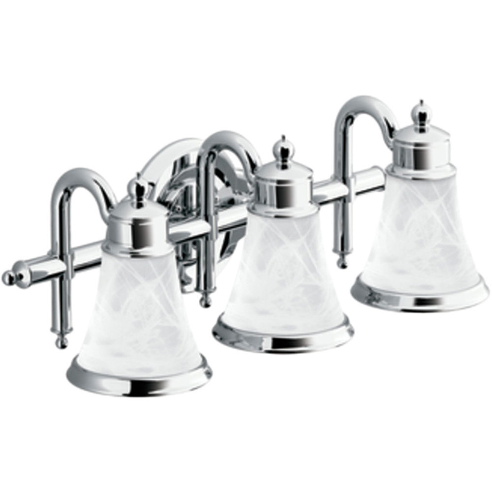 Moen Yb9863ch Waterhill Three Globe Bath Light Chrome Picture 1 Of 2