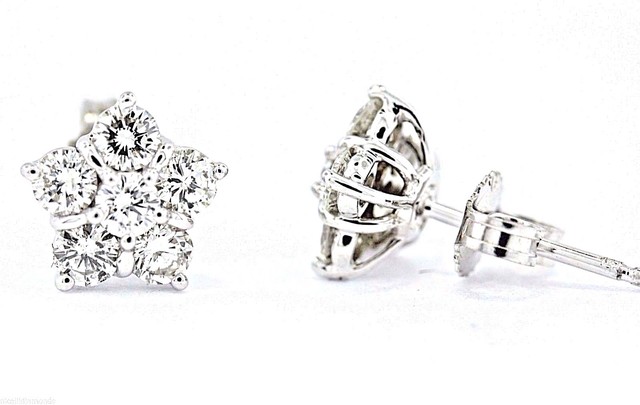 14k White Gold Diamond Star Shaped Earrings Ebay 14k White Gold Star Shaped Diamond Stud Earrings